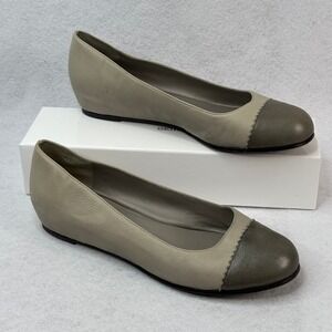 Eileen Fisher  Women's‎ Size 9 Gray Leather Toe Cap Flats Casual Work Minimalist